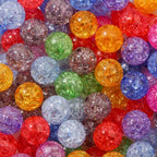 16mm Acrylic Beads Color Crackle Bead Round Loose Space Beads for Necklace Bracelet Earrings DIY Jewelry Crafts Making(Crack-2) - color: crack-2