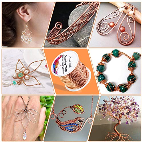 anezus 20 Gauge Jewelry Wire, 28 Yards Craft Wire Tarnish Resistant Copper Beading Wire for Jewelry Making Supplies and Crafting(Copper) - color: Copper