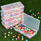 SATINIOR Pack of 12 Clear Plastic Bead Storage Containers with Hinged Lids for Beads and More (12.8 x 6.1 x 2.45 x 2.9 inches) - size: 4.8 X 2.45 X 0.9 Inch