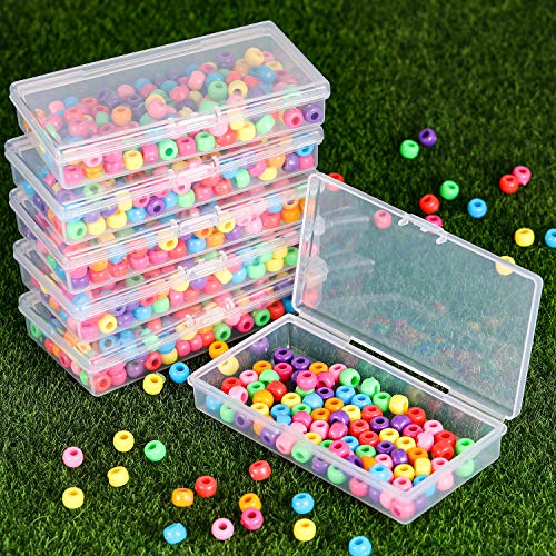 SATINIOR Pack of 12 Clear Plastic Bead Storage Containers with Hinged Lids for Beads and More (12.8 x 6.1 x 2.45 x 2.9 inches) - size: 4.8 X 2.45 X 0.9 Inch