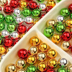 20mm Acrylic Beads 100pcs Christmas UV Color Bead Xmas Color Opaque Beads for DIY Bead Pen (uv Xmas) - color: golden&silver&green&red