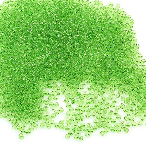 Perlin Glass Seed Beads 2mm 11/0 Round Mini Small Pony Beads 6500pcs for Making Earrings Bracelets Pendants Waist Jewelry DIY Handmade Transparent Color Kit (Light Green) - color: Light Green