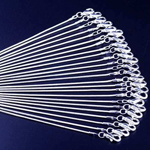 Snake Chain Necklace White Brightening 24pcs 925 Silver Plated 1.2mm DIY Shining Link with Lobster Clasps for Jewelry Making (24inch, Shining White Brightening) - size: 24inch