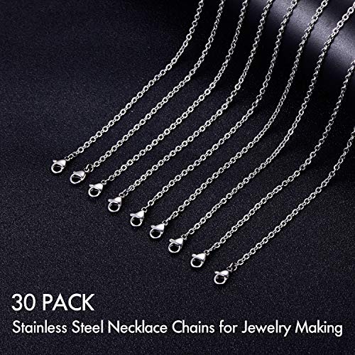 30 Pack 24 Inch Necklace Chain Stainless Steel Link Cable Chain Necklace with Lobster Clasps for DIY Jewelry Making - size: 24 Inches