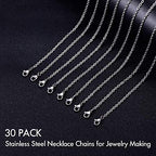 30 Pack 20 Inch Necklace Chain Stainless Steel Link Cable Chain Necklace with Lobster Clasps for DIY Jewelry Making - size: 20 Inches