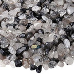 LAIDANLA Black Rutilated Quartz 400pcs Natural Chip Stone Beads 5-8mm Healing Crystal Irregular Gemstones Drilled DIY Loose Rocks Bead Crystal for Bracelet Earrings Necklace Jewelry Making Crafting - color: W-Black Rutilated Quartz