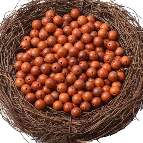 8mm Massive Beads Natural Wooden Round Loose Beads Jewelry Making with Thread 200 PCS(Padouk, 8mm) - color: Padouk, size: 8mm