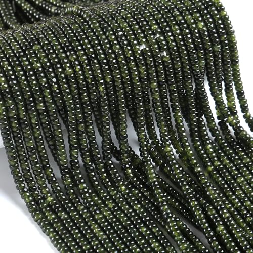 150PCS 2x4mm Natural Green Garnet Jades Stone Rondelle Beads Abacus Disk Stone Beads Round Loose Spacer Gemstone for DIY Bracelet Necklace Jewelry Making - color: Green garnet Stone, size: 2x4mm Abacus Disk