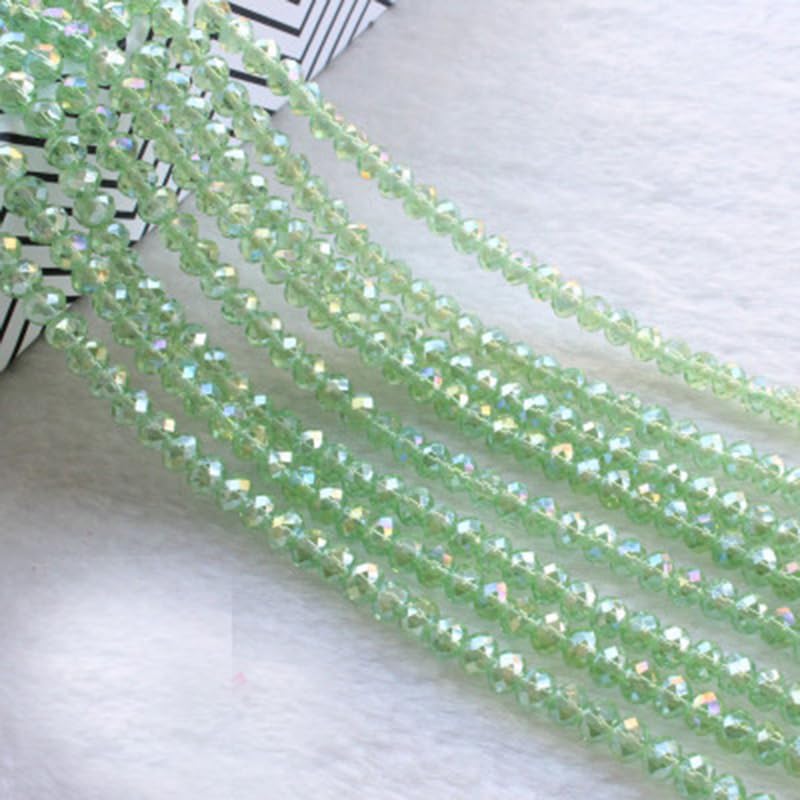 415pcs Rondelle Crystal Glass Beads 2mm 4mm 6mm 8mm Mixed Sizes, Faceted Briolette Spacer Czech Seed Loose Beads for DIY Jewelry Making (Green) - color: Green