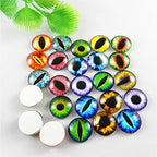 Julie Wang 15mm 40pcs Mixed Dragon Eyes Round time gem cover Glass Cabochon Dome Cameo Pendant Settings - size: 15MM-40PCS