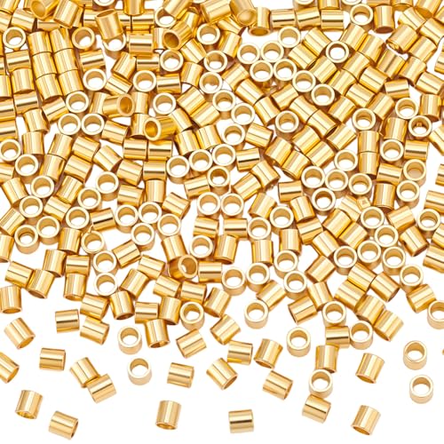 Beebeecraft 1 Box 300Pcs Crimp Beads for Jewelry Making 201 Stainless Steel Tube Crimp End Spacer Beads for DIY Earrings Bracelet Necklace - size: 1.5x1.5mm