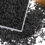 4000 Pcs Black Glass Bugle Beads, 2 x 7 mm Embroidery Beads, Small Long Tube Seed Beads for Embroidery Craft Jewelry Making - color: Black