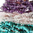Loveliome 90 Inches Howlite Turquoise Rock Quartz Amethyst Irregular Shaped Crystal and Healing Tumbled Chip Stone Beads for Jewelry Making - color: Multi