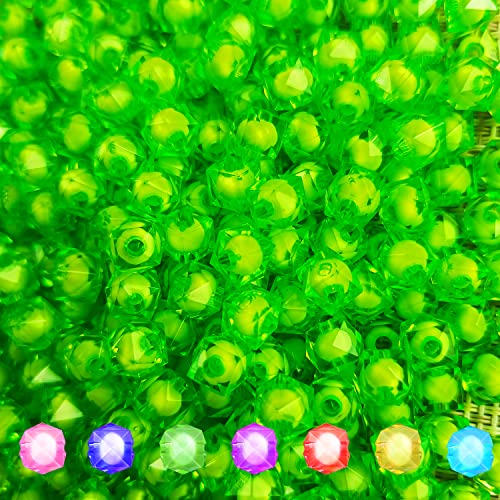 400pcs Faceted Square Transparent 8mm Green Glass-like Resin/Plastic Cube Beads with White Ball Inside for Jewelry Making - color: Green