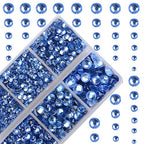 10000Pcs 2-Boxes Mixed Size Hot Fix Round Crystals Gems Glass Stones Hotfix Flat Back Rhinestones with Tweezers and Picking Pencil (Light Blue) - color: Light Blue, size: 2-Box (10000pcs)