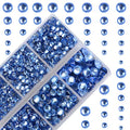 4000Pcs Mixed Size Hot Fix Round Crystals Gems Glass Stones Hotfix Flat Back Rhinestones (Light Blue) - color: Light Blue, size: 4000 Count (Pack of 1)