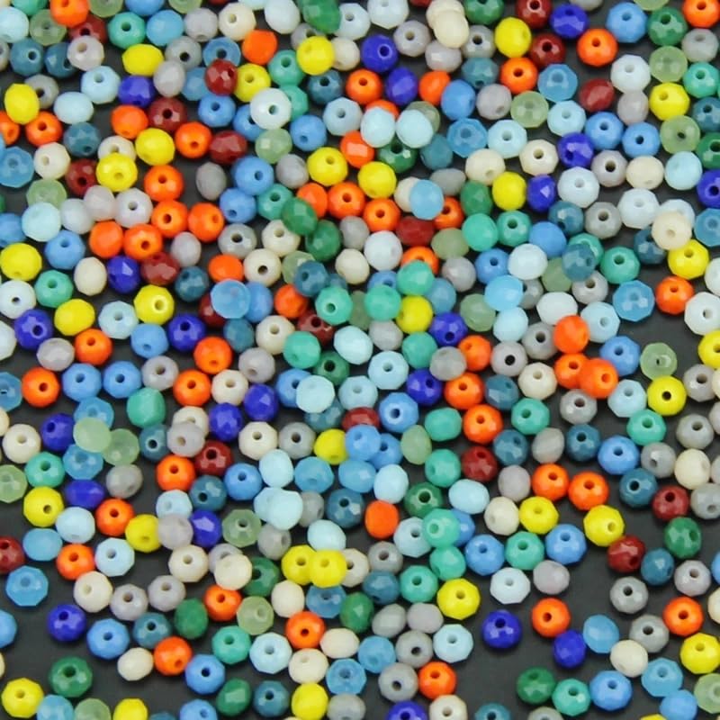 415pcs Rondelle Crystal Glass Beads 2mm 4mm 6mm 8mm Mixed Sizes, Faceted Briolette Spacer Czech Seed Loose Beads for DIY Jewelry Making (Mix 1) - color: Mix 1