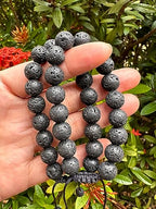 GAF TREASURES Grade A ++ Gemstone Round Bead Adjustable Bracelet 10mm, Genuine Crystal Bead Bracelet, Gift for Men & Women - color: Black Lava