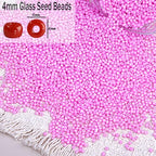 2000pcs Glass Seed Beads Bulk, 4mm 6/0 Mini Pony Spacer Small Individual Color Seed Beads for DIY Bracelet Necklaces Wrist Jewelry Making, Pink - color: Pink
