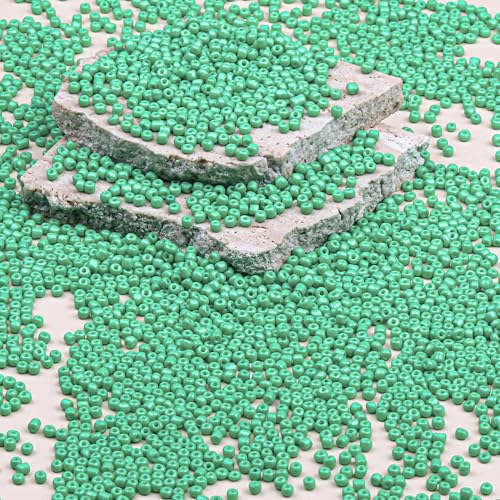8/0 Glass Seed Beads Bulk, Light Green 3mm Tiny Round Craft Seed Bead, Small Mini Pony Beads for Jewelry Making Bracelet Necklace Wrist Beading Weaving Supplies, 2500pcs - color: Light Green