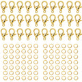 500 Pieces Set Lobster Claw Clasps 100 Lobster Clasps 400 Open Jump Rings for Jewelry Making Bracelet Necklace DIY Jewelry Making Findings Crafts Fastener Hook (Gold) - color: Gold