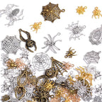 stino 100g Metal Pendant Charms for Jewelry Making, Bulk Silver & Gold Plated Charms for Braclet Necklace Crafts, Animal Plant Flower Pet and so on - color: Spider Mixed Color