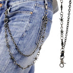 Layered Punk Pants Chain for Men Women, Gothic Hip Hop Jean Chain Wallet Chain Biker Trouser Chain, Goth Emo Fashion Keychain Accessories - color: 2L-Black Barbed