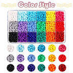 2600+pcs Pony Beads Kit 18 Color Rainbow Plastic Multicolor Pony Bead Bulk with Elastic String Hair Beads DIY Crafts Jewelry Making Kit for Bracelets Necklaces Key Chain - color: Solid Pony Beads