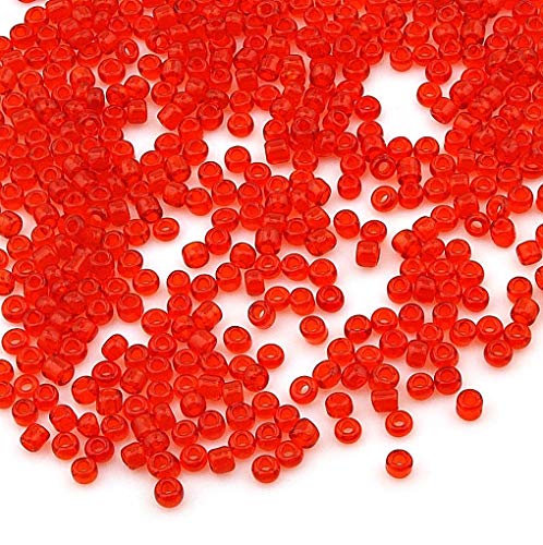 Perlin Glass Seed Beads 3mm 8/0 Round Mini Small Pony Beads 3300pcs for Making Earrings Bracelets Pendants Waist Jewelry DIY Handmade Transparent Color Kit (Red) - color: Red
