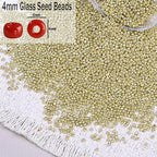 2000pcs Glass Seed Beads Bulk, 4mm 6/0 Mini Pony Spacer Small Individual Color Seed Beads for DIY Bracelet Necklaces Wrist Jewelry Making, Bright Gold - color: Bright Gold