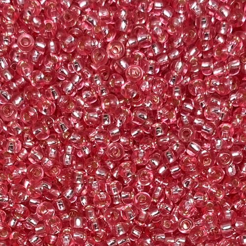 Czech 8/0 Silver Lined Glass Seed Beads 20 Grams 800 Pcs Multi Colors (Pink) - color: Pink