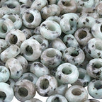 TUMBEELLUWA Natural Gemstone Beads for Jewelry Making, Rondelle Large Hole Loose Beads Pack of 15,Sesame Jasper(8x14 mm) - color: Mixed Color