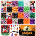 Dowsabel Bracelet Making Kit, Halloweens Beads for Bracelets Making Pony Beads Polymer Clay Beads Smile Face Beads Letter Beads for Jewelry Making, DIY Arts and Crafts Gifts - style: Halloween