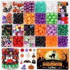 Dowsabel Bracelet Making Kit, Halloweens Beads for Bracelets Making Pony Beads Polymer Clay Beads Smile Face Beads Letter Beads for Jewelry Making, DIY Arts and Crafts Gifts - style: Halloween
