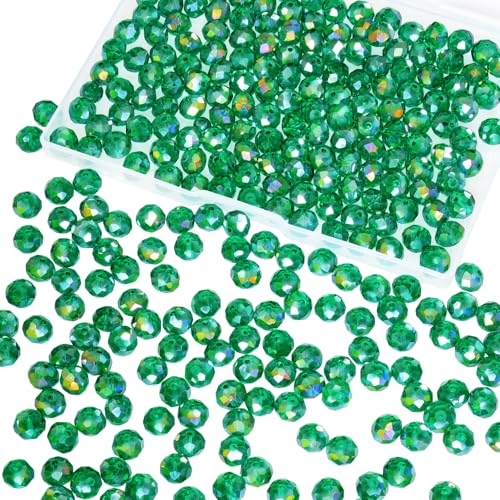 220Pcs 10mm Crystal Glass Beads for Jewelry Making Beads for Bracelets Necklace Pendants Making Supplies(Malachite Green) - color: Malachite green, size: 10mm 220pcs
