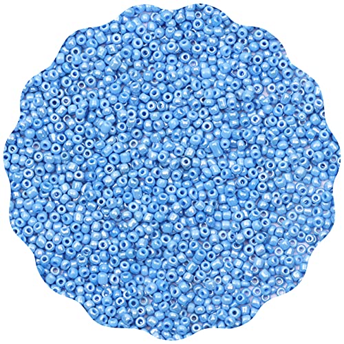 Size 4 mm 6/0 Glass Seed Beads, 2100 Pcs Small Mini Spacer Loose Pony Beads for Jewelry Making and DIY Crafts (Light Blue) - color: Light Blue, size: Large