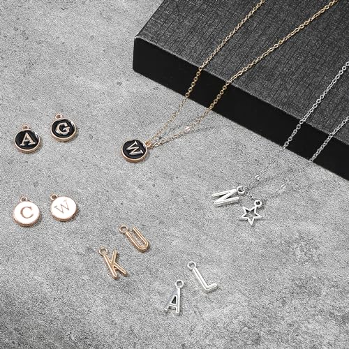 104 PCS Letter Charms for Jewelry Making - Double Sided Alphabet & Initial Charms for Necklace & Bracelet - color: 2 style