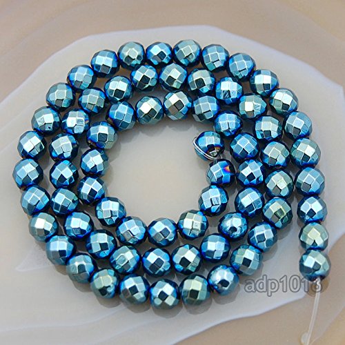 AD Beads Natural Faceted & Smooth Metallic Hematite Round Gemstone Loose Beads 16" 2mm 3mm 4mm 6mm 8mm 10mm (6mm, Metallic Green Yellow (Faceted)) - color: Metallic Green Yellow (Faceted), size: 6mm