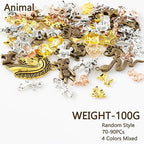stino 100g Metal Pendant Charms for Jewelry Making, Bulk Silver & Gold Plated Charms for Braclet Necklace Crafts, Animal Plant Flower Pet and so on - color: Terricole Bronze Glod