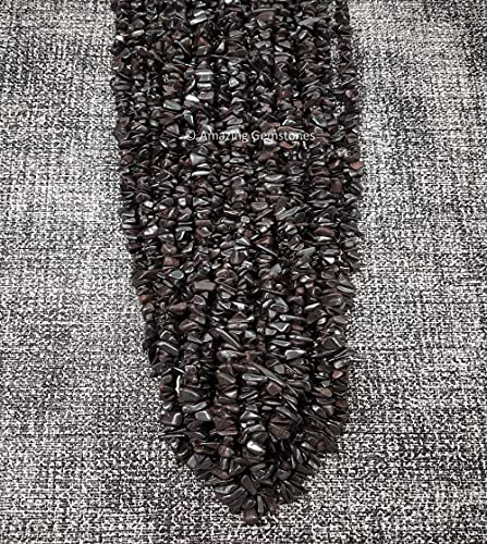 Hematite Pre Drilled Crystal Crushed Chips Beads for Bracelets Making, DIY Handmade Natural Healing Crystals (25 Inch Strand) - color: Hematite