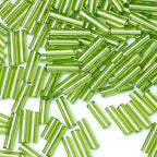 2000pcs Glass Bugle Beads, Tube Beads Bulk, Mini Long Tiny Small Waist Loose Spacer Embroidery Beaded for Bracelets Jewelry Making Sewing, Crafts, 2×6mm, Light Green - color: Light Green