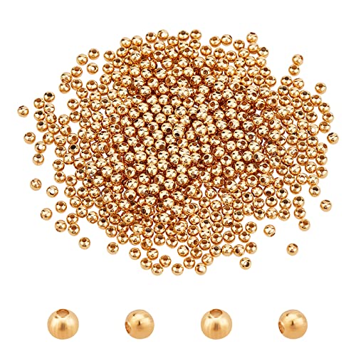 UNICRAFTALE 500pcs Golden 304 Stainless Steel Round Spacer Metal Beads - Tiny Smooth Beads for Jewelry Making - About 3mm in Diameter - color: Golden, size: 3mm