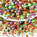 60g Mix Pearls and Rhinestones, Half Pearls and Rhinestones for Crafts Tumblers Shoes Nails Face Art, 2mm-10mm Mixed Sizes, Halloween Blend - color: Halloween Blend