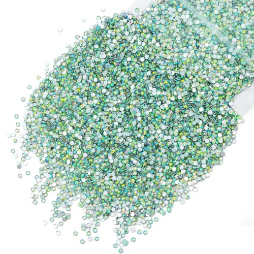 qiipii 5300PCS 3mm Light Green AB Resin Rhinestones for Crafting Flatback Fresh Green Stones Bulk SS10 Non-Hotfix Diamonds Crystals Gems Charms for Nails Face Eyes Makeup Tumblers Bottles DIY Crafts - color: Crystal Light Green Ab, size: 3mm Bulk