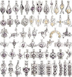Mixed Pearl Cage Locket Pendants Set, Essential Oil Diffuser DIY Necklace Bracelet Jewelry Making Craft, Bulk Beads Aromatherapy Diffuser Charms Gifts for Women Girls - color: Random 20pcs Dull Silver
