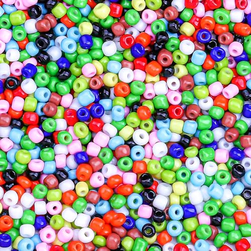 5000pcs Glass Seed Beads, 3mm 8/0 Small Individual Color Seed Beads Mini Pony Bulk for DIY Bracelet Necklaces Wrist Jewelry Making, Multicolored - color: Multicolored