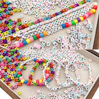 JINNBEY 4655 Pcs Jewelry Making Kits, DIY Bracelet Necklace Portable Three-Layer Spacer Box - Includes 24 Color Cotton Thread & Letter Bead & Tools, The Gift Set for Handicraft Enthusiasts