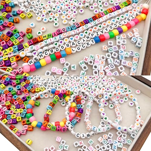 JINNBEY 4655 Pcs Jewelry Making Kits, DIY Bracelet Necklace Portable Three-Layer Spacer Box - Includes 24 Color Cotton Thread & Letter Bead & Tools, The Gift Set for Handicraft Enthusiasts