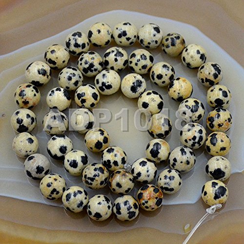 AD Beads Natural Gemstones 8mm Round Loose Beads 15'' ~ 16'' Pick Stone (Smooth Dalmation Jasper) - color: Smooth Dalmation Jasper