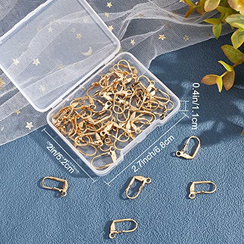 Beebeecraft 1 Box 50Pcs Leverback Earring Hooks 24K Gold Plated Brass French Earwires 16.5x11mm Clasp Earring Hooks for Jewelry Making - color: 16.5x11mm Round Disc Earring Hooks